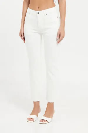 Women White Mid-Rise Waist Straight Fit Jeans