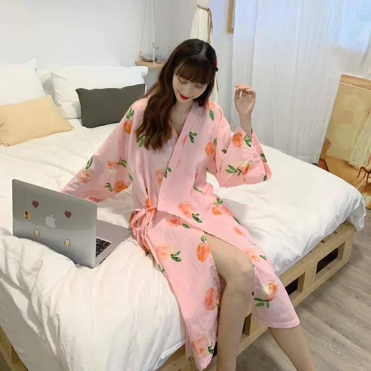 Women's Cartoon Printed Lace-up V-neck Pajamas