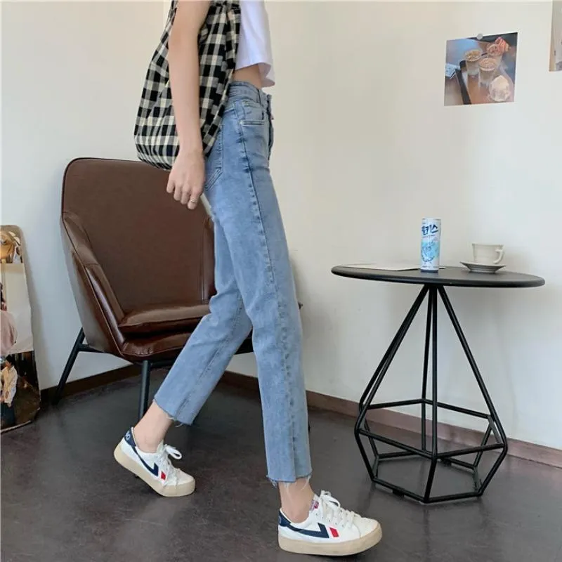 Women's Casual Hollow Out Straight Leg Denim Pants