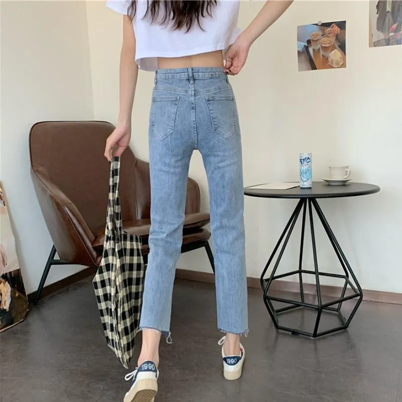 Women's Casual Hollow Out Straight Leg Denim Pants