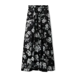 Wrap Tie Skirt Print  IN: Black White Floral