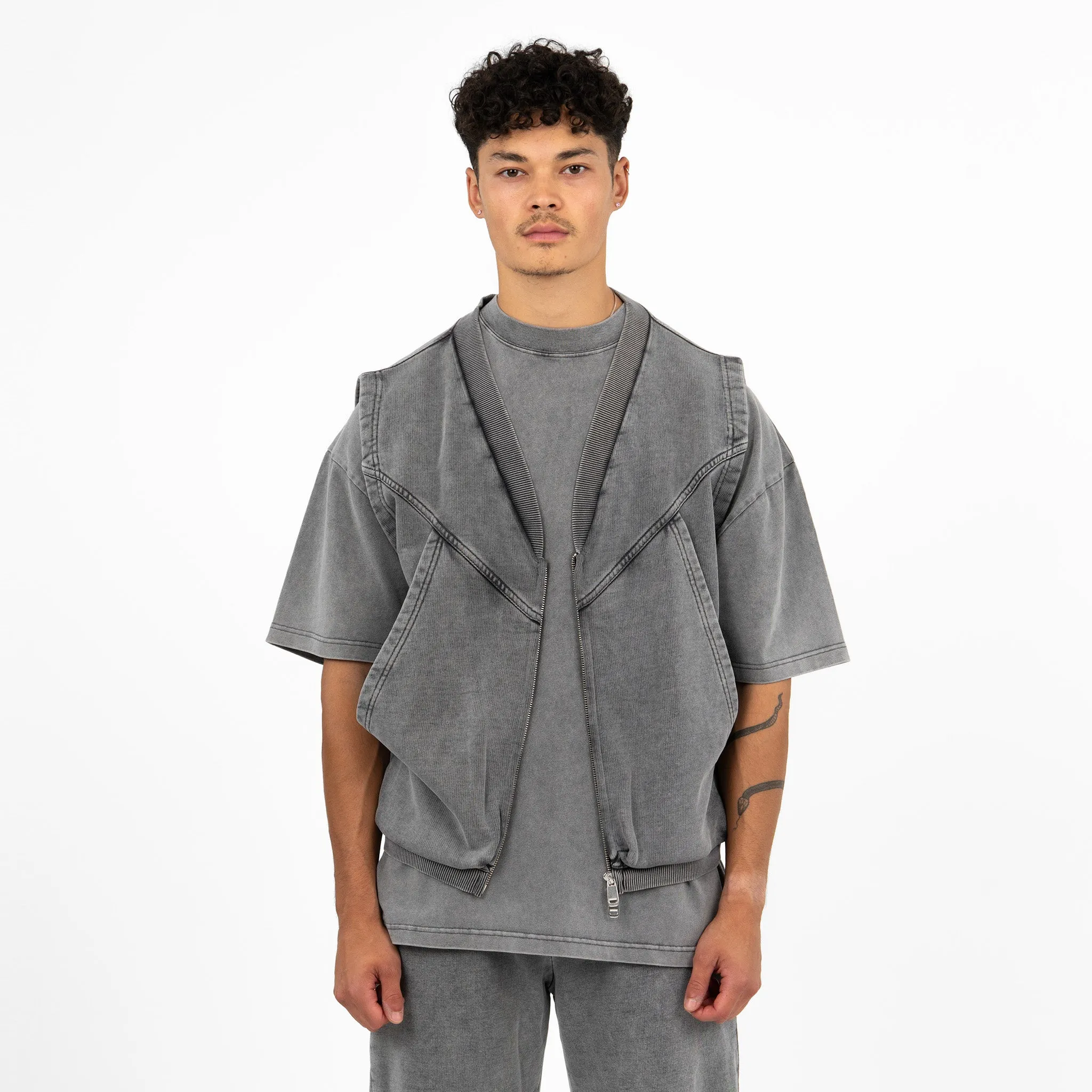 Zip Vest - Vintage Grey