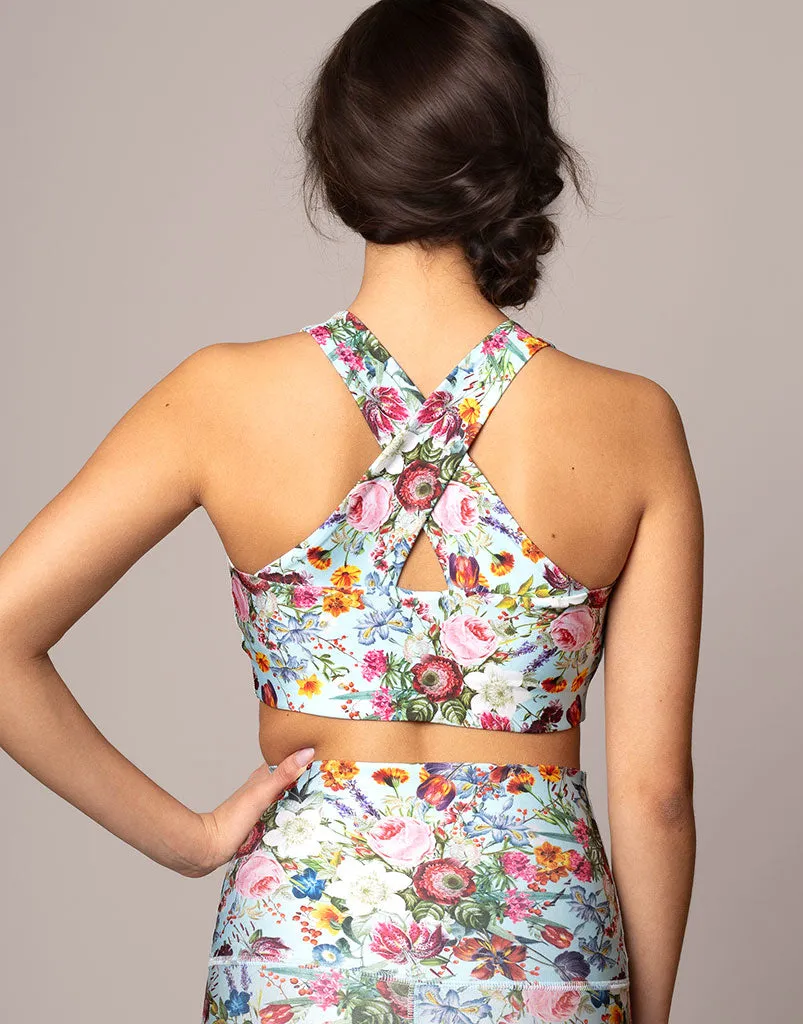 Zoe Blue Floral Crop